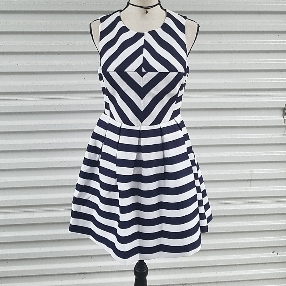 Ark & Co stripped fit & flare dress